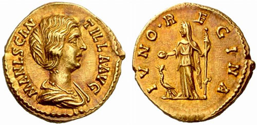 manlia scantilla roman coin aureus